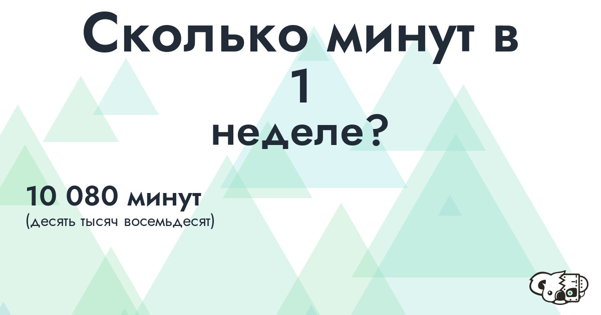 Сколько минут в 1 неделе