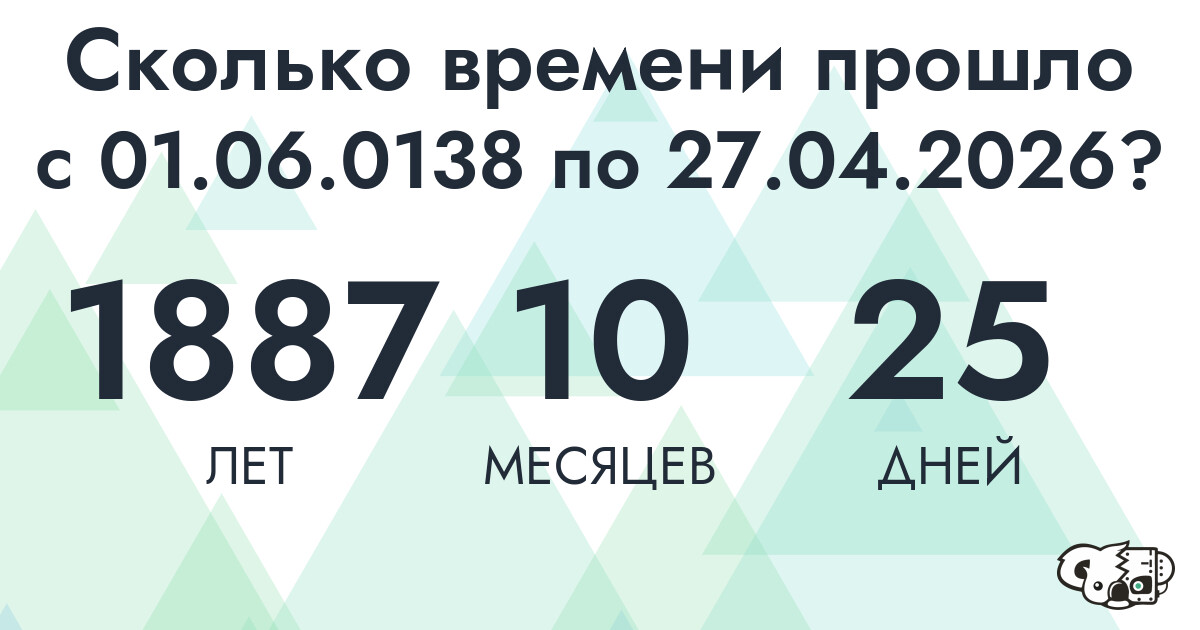 Сколько времени прошло с 1 июня 138 года по 27 апреля 2026 года