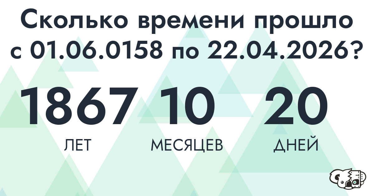 Сколько времени прошло с 1 июня 158 года по 22 апреля 2026 года