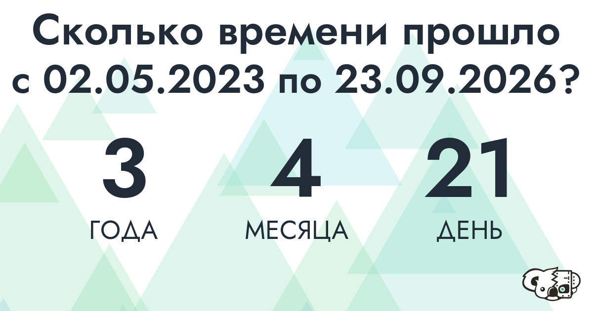 Сколько времени прошло с 2 мая 2023 года по 23 сентября 2026 года