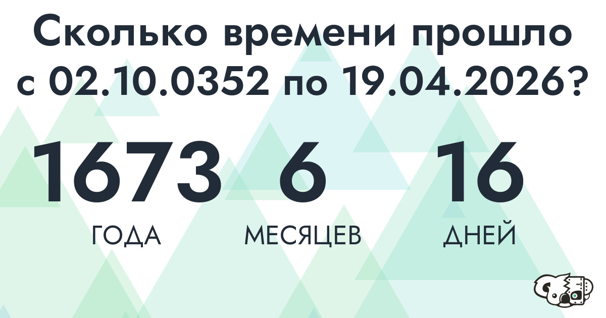 Сколько времени прошло с 2 октября 352 года по 19 апреля 2026 года