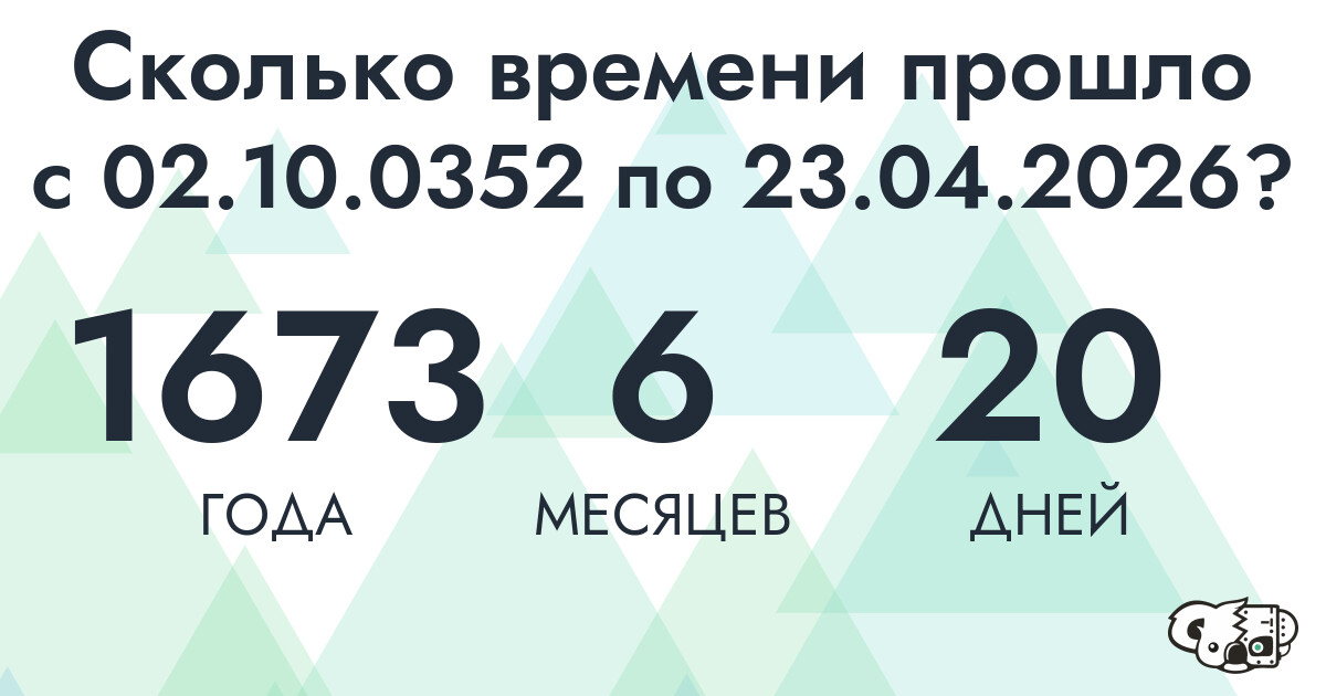 Сколько времени прошло с 2 октября 352 года по 23 апреля 2026 года