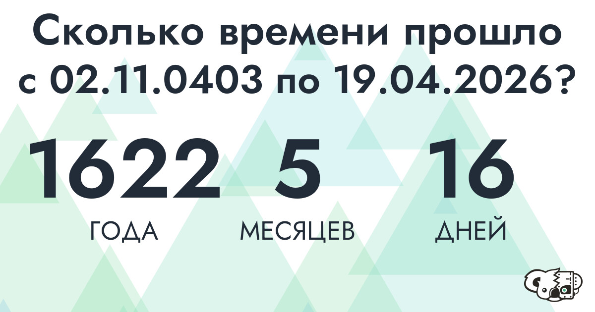 Сколько времени прошло с 2 ноября 403 года по 19 апреля 2026 года