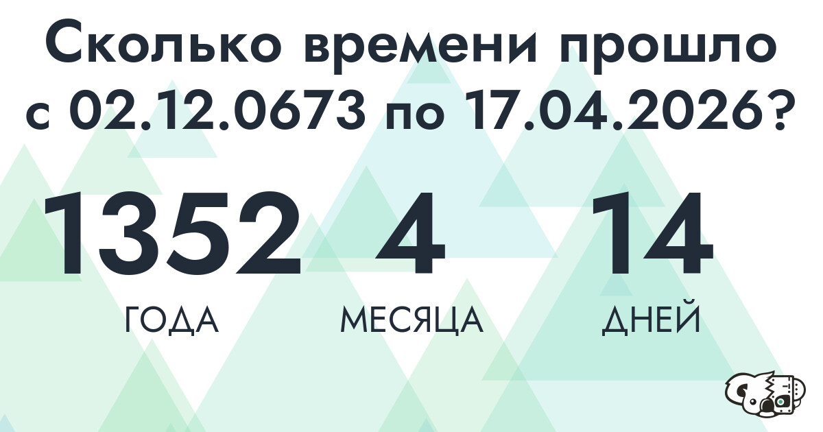Сколько времени прошло с 2 декабря 673 года по 17 апреля 2026 года