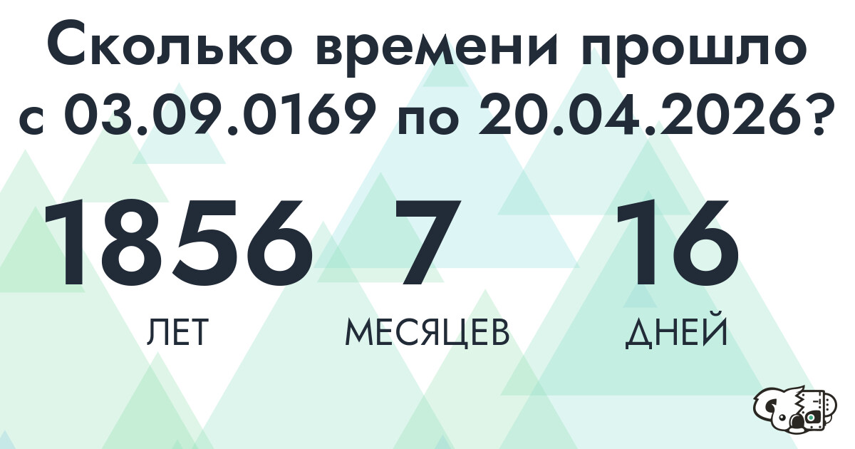 Сколько времени прошло с 3 сентября 169 года по 20 апреля 2026 года