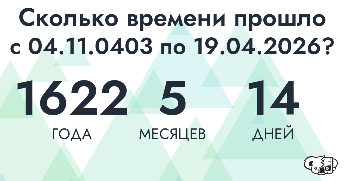Сколько времени прошло с 4 ноября 403 года по 19 апреля 2026 года