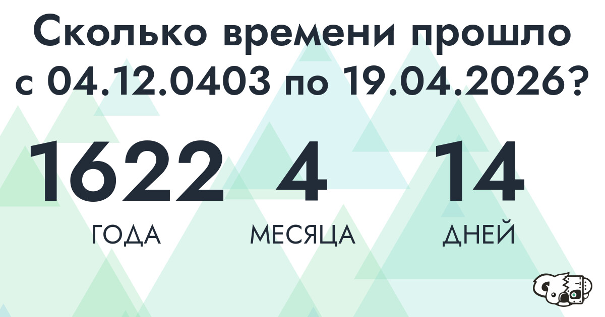 Сколько времени прошло с 4 декабря 403 года по 19 апреля 2026 года