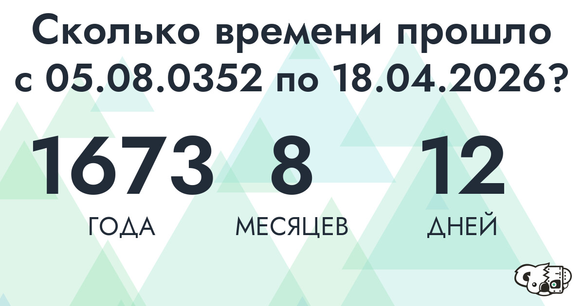 Сколько времени прошло с 5 августа 352 года по 18 апреля 2026 года