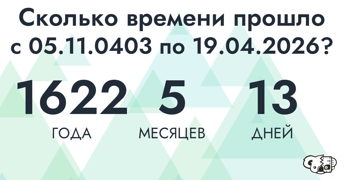 Сколько времени прошло с 5 ноября 403 года по 19 апреля 2026 года