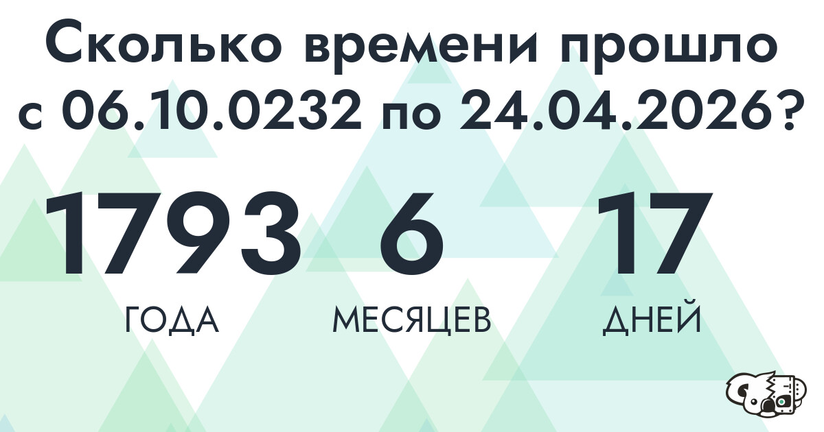 Сколько времени прошло с 6 октября 232 года по 24 апреля 2026 года