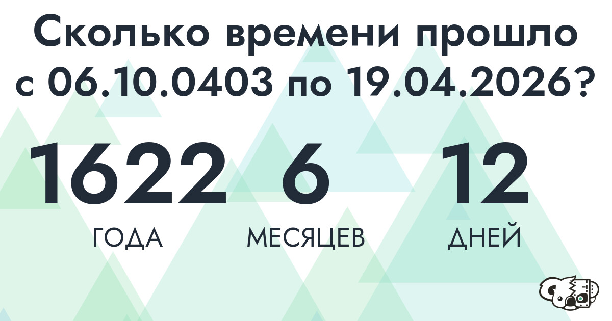 Сколько времени прошло с 6 октября 403 года по 19 апреля 2026 года
