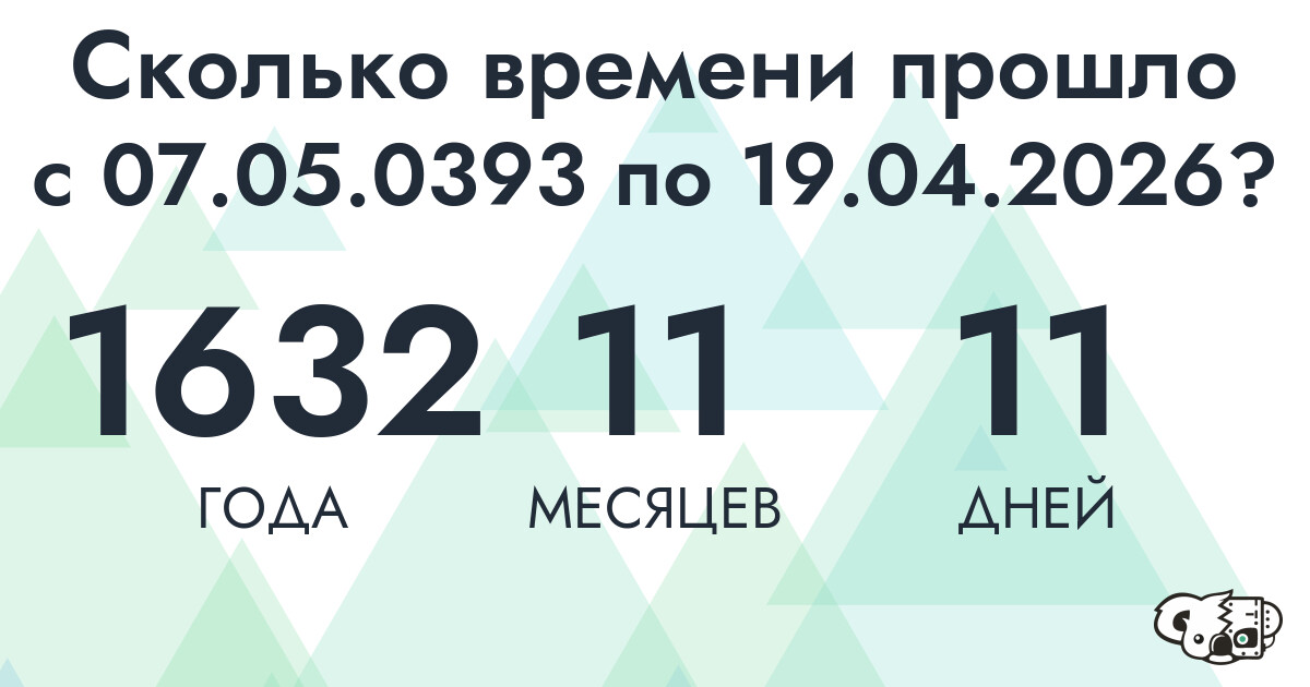 Сколько времени прошло с 7 мая 393 года по 19 апреля 2026 года