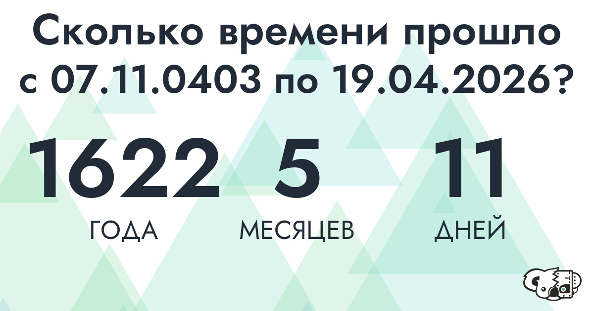 Сколько времени прошло с 7 ноября 403 года по 19 апреля 2026 года