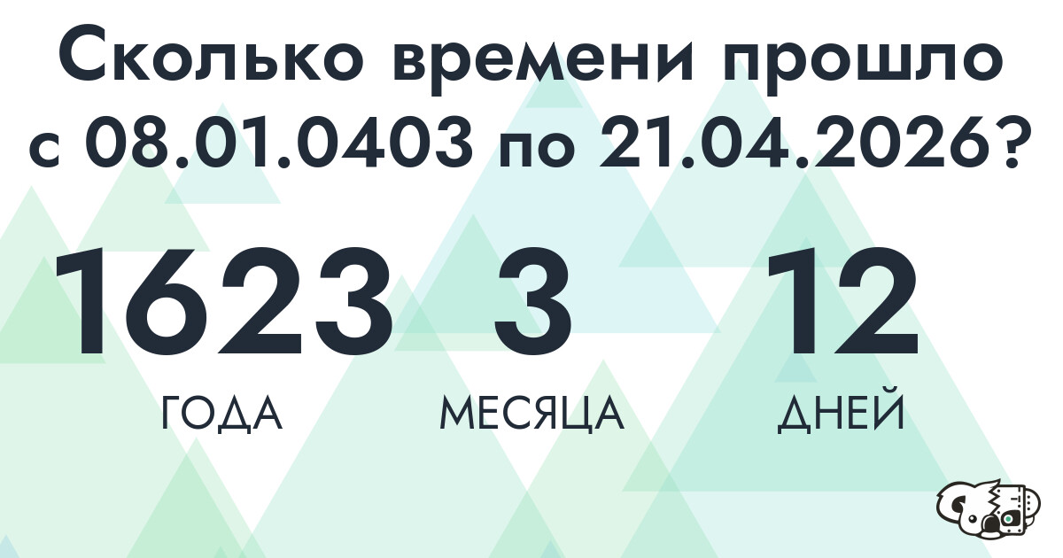 Сколько времени прошло с 8 января 403 года по 21 апреля 2026 года