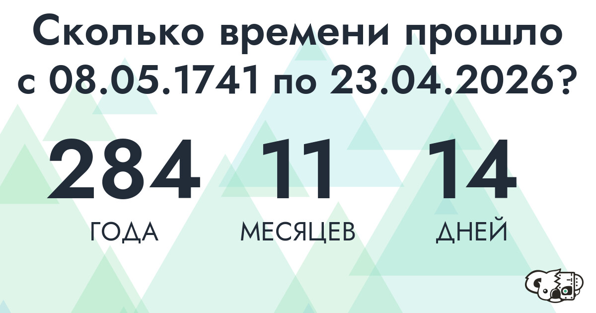 Сколько времени прошло с 8 мая 1741 года по 23 апреля 2026 года