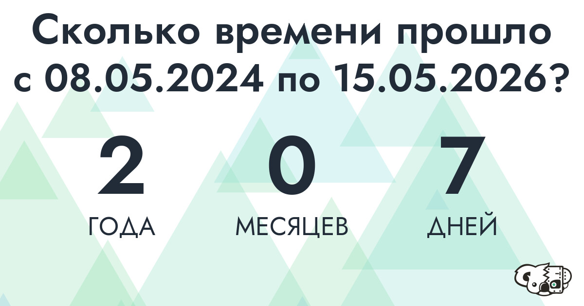 Сколько времени прошло с 8 мая 2024 года по 15 мая 2026 года
