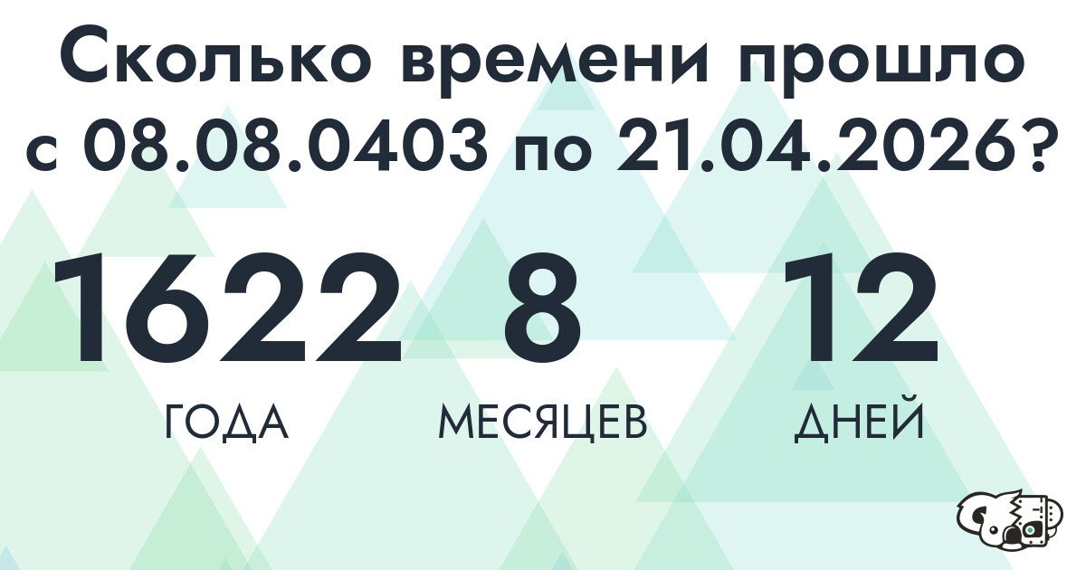 Сколько времени прошло с 8 августа 403 года по 21 апреля 2026 года