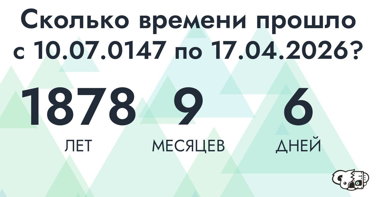 Сколько времени прошло с 10 июля 147 года по 17 апреля 2026 года