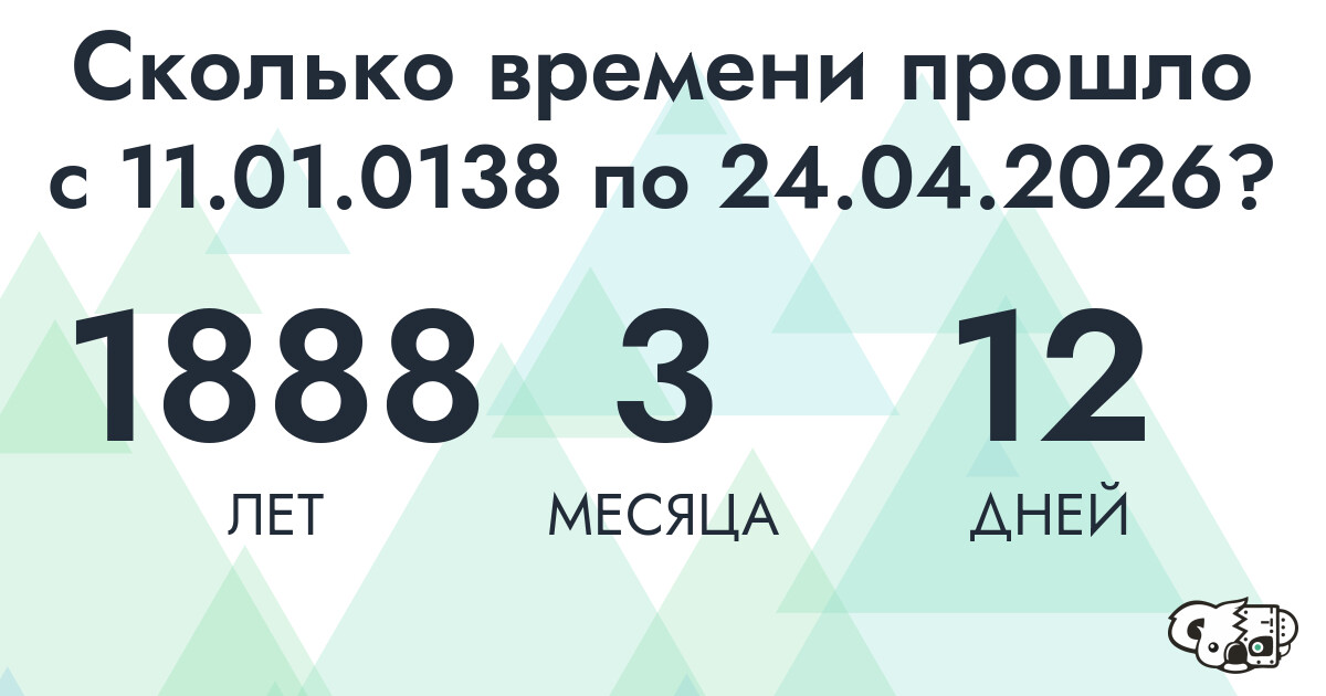 Сколько времени прошло с 11 января 138 года по 24 апреля 2026 года