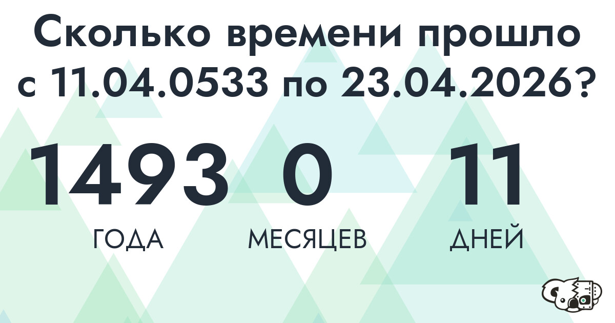 Сколько времени прошло с 11 апреля 533 года по 23 апреля 2026 года