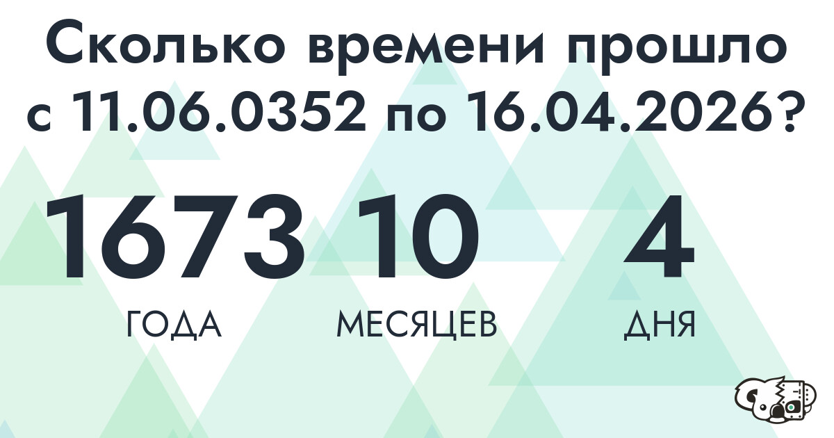Сколько времени прошло с 11 июня 352 года по 16 апреля 2026 года