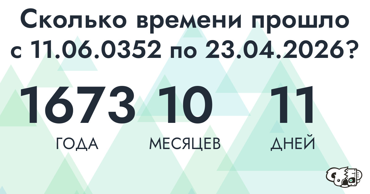 Сколько времени прошло с 11 июня 352 года по 23 апреля 2026 года
