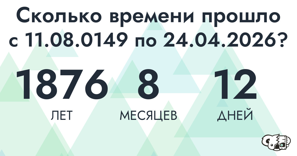 Сколько времени прошло с 11 августа 149 года по 24 апреля 2026 года