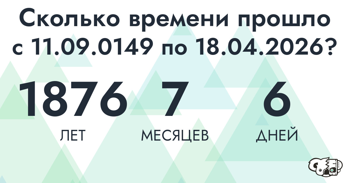 Сколько времени прошло с 11 сентября 149 года по 18 апреля 2026 года