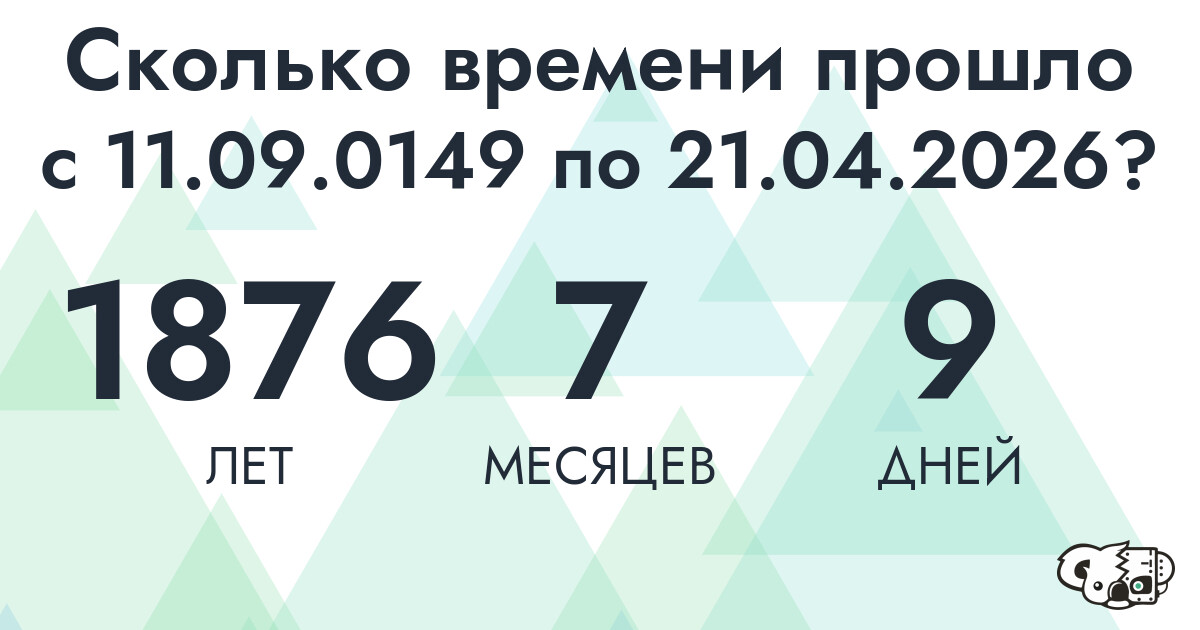 Сколько времени прошло с 11 сентября 149 года по 21 апреля 2026 года