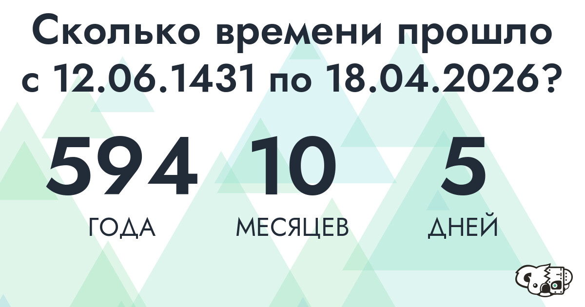 Сколько времени прошло с 12 июня 1431 года по 18 апреля 2026 года