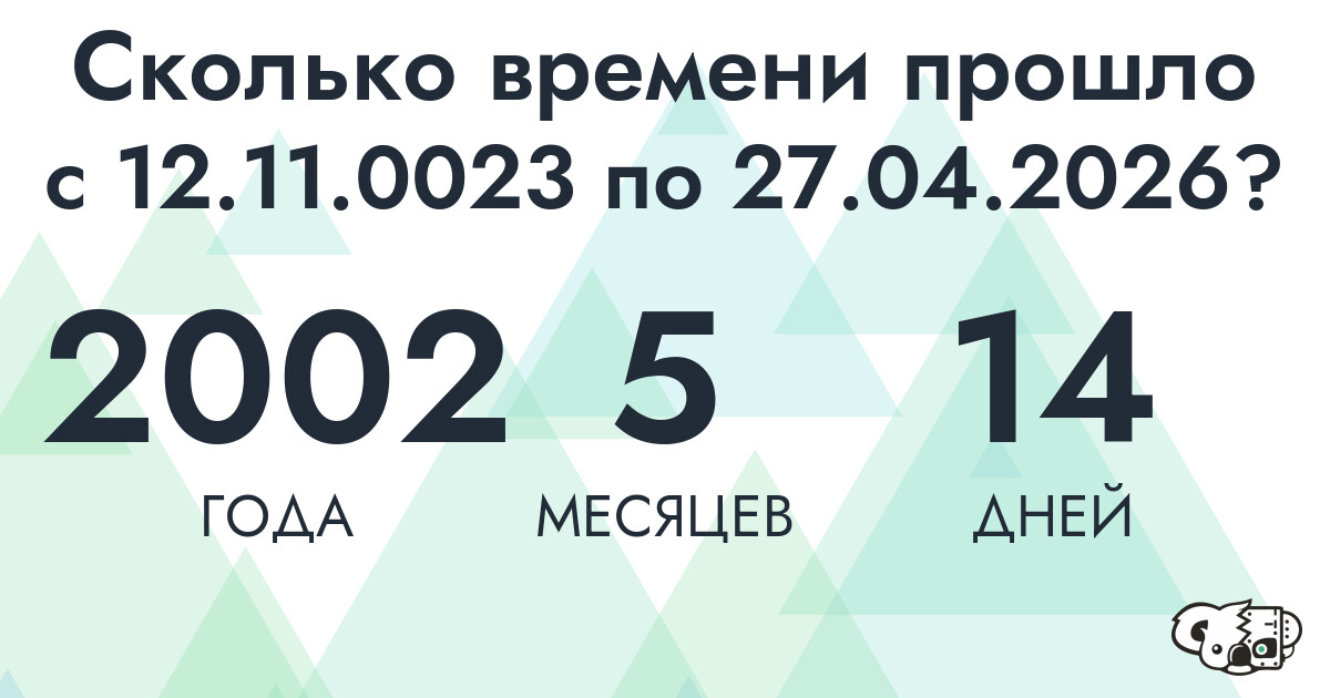 Сколько времени прошло с 12 ноября 23 года по 27 апреля 2026 года