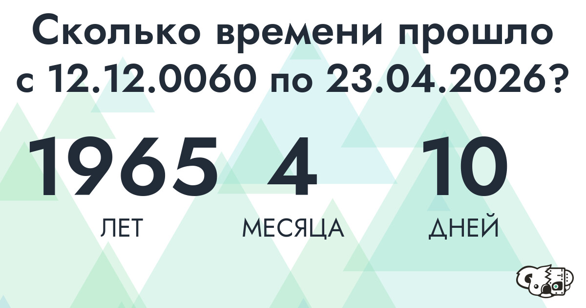 Сколько времени прошло с 12 декабря 60 года по 23 апреля 2026 года