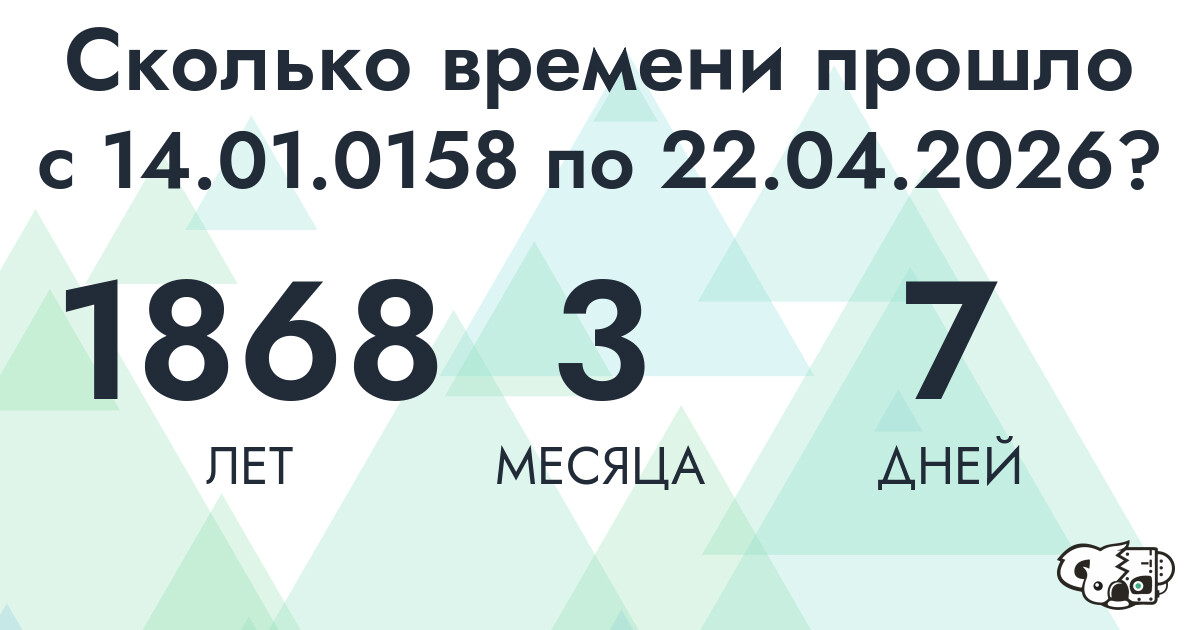 Сколько времени прошло с 14 января 158 года по 22 апреля 2026 года