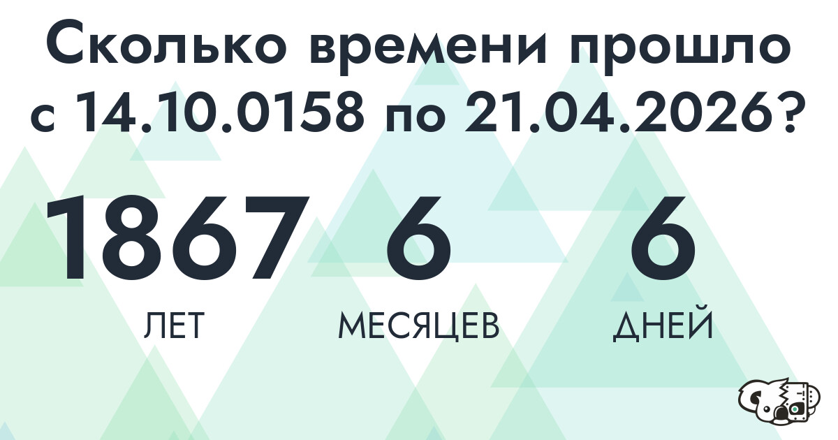 Сколько времени прошло с 14 октября 158 года по 21 апреля 2026 года