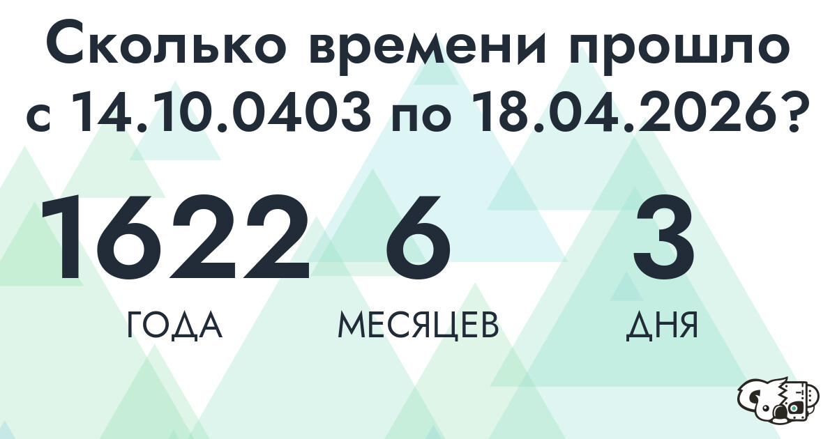 Сколько времени прошло с 14 октября 403 года по 18 апреля 2026 года