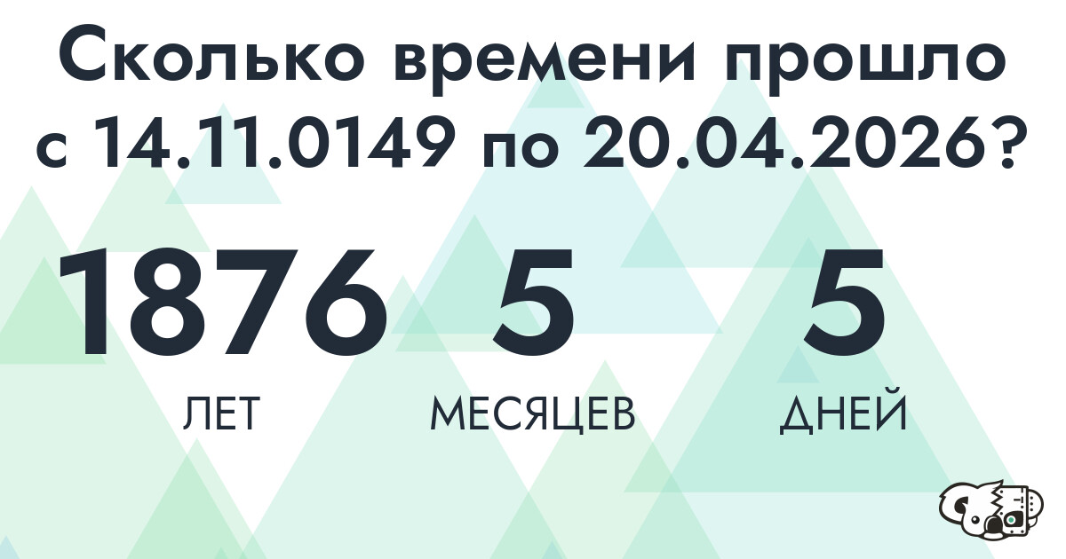 Сколько времени прошло с 14 ноября 149 года по 20 апреля 2026 года