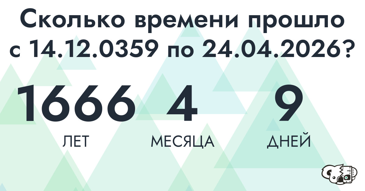 Сколько времени прошло с 14 декабря 359 года по 24 апреля 2026 года