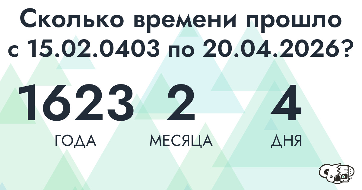 Сколько времени прошло с 15 февраля 403 года по 20 апреля 2026 года