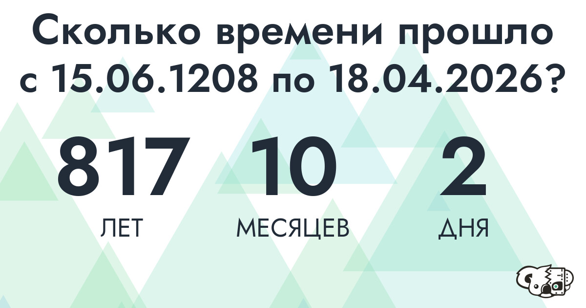 Сколько времени прошло с 15 июня 1208 года по 18 апреля 2026 года