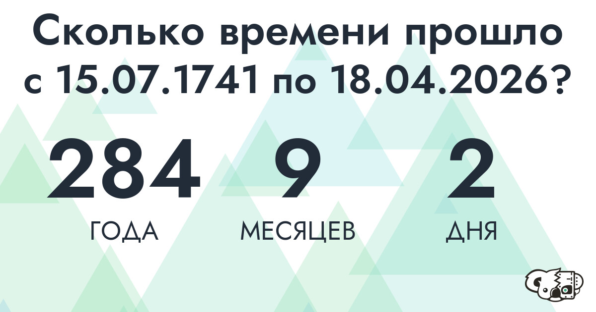 Сколько времени прошло с 15 июля 1741 года по 18 апреля 2026 года