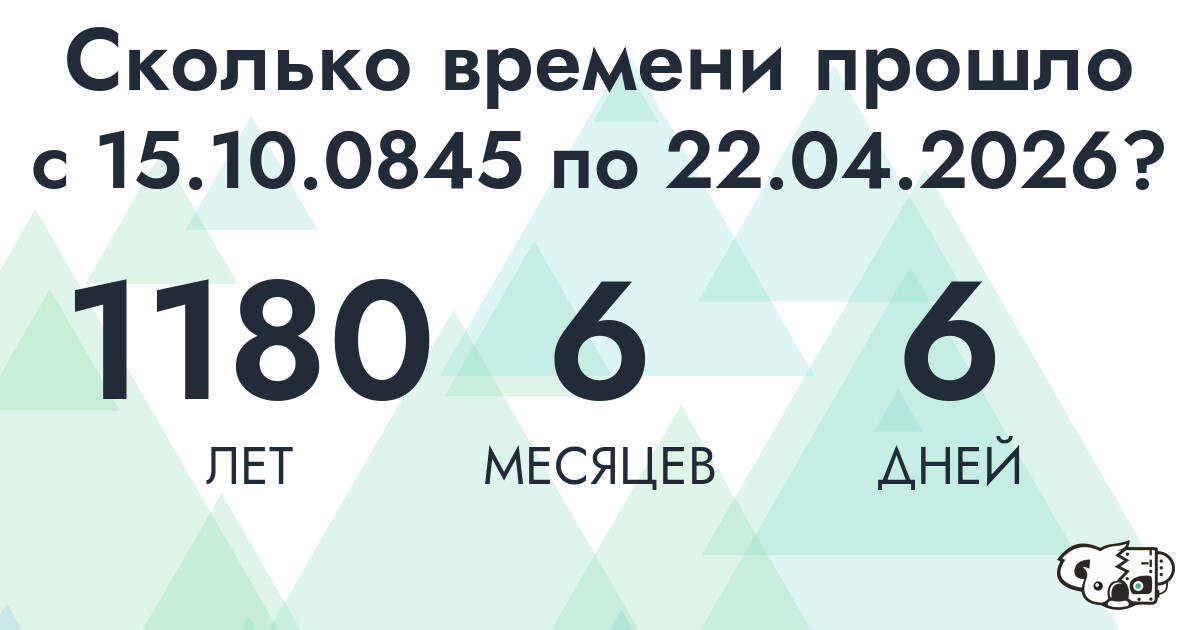 Сколько времени прошло с 15 октября 845 года по 22 апреля 2026 года