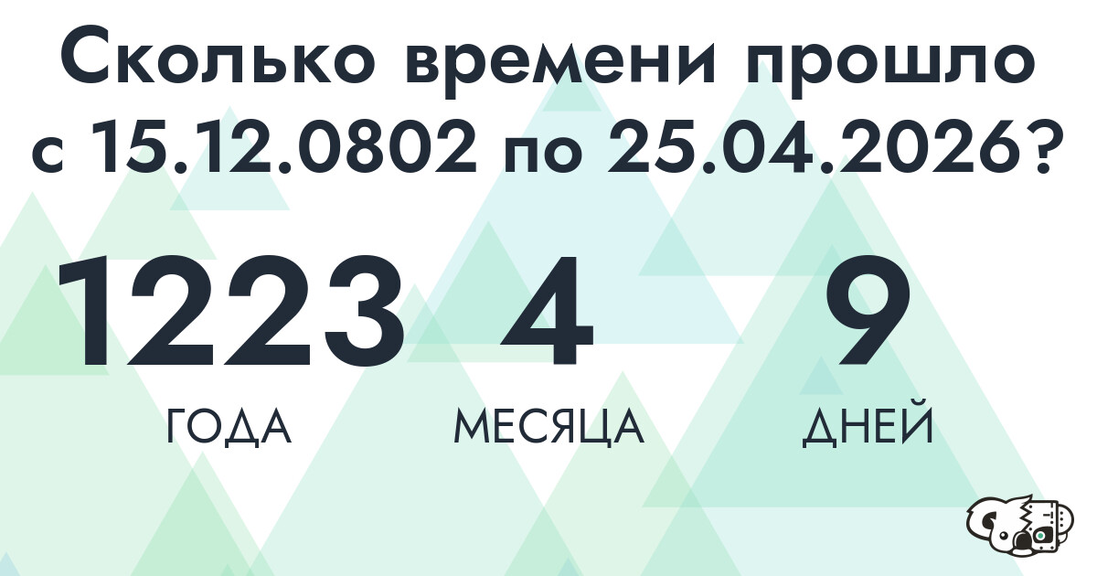Сколько времени прошло с 15 декабря 802 года по 25 апреля 2026 года