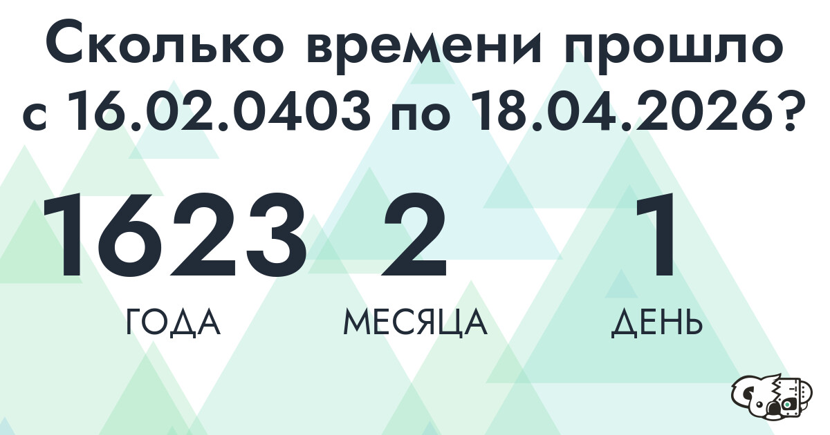 Сколько времени прошло с 16 февраля 403 года по 18 апреля 2026 года