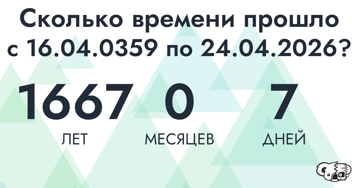 Сколько времени прошло с 16 апреля 359 года по 24 апреля 2026 года