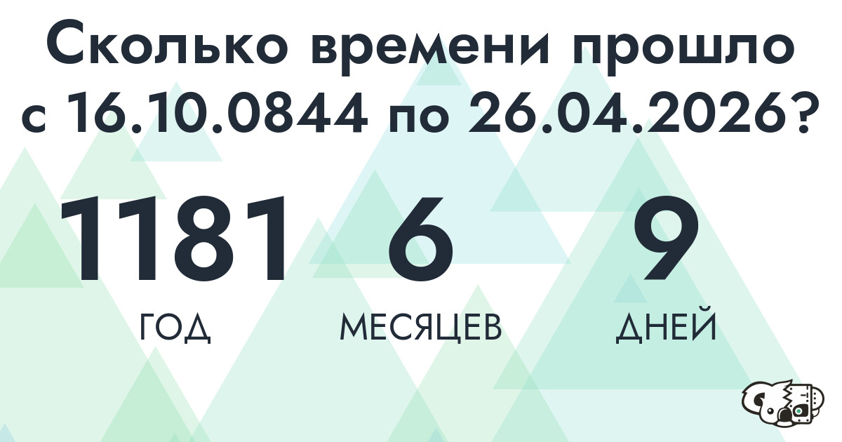 Сколько времени прошло с 16 октября 844 года по 26 апреля 2026 года