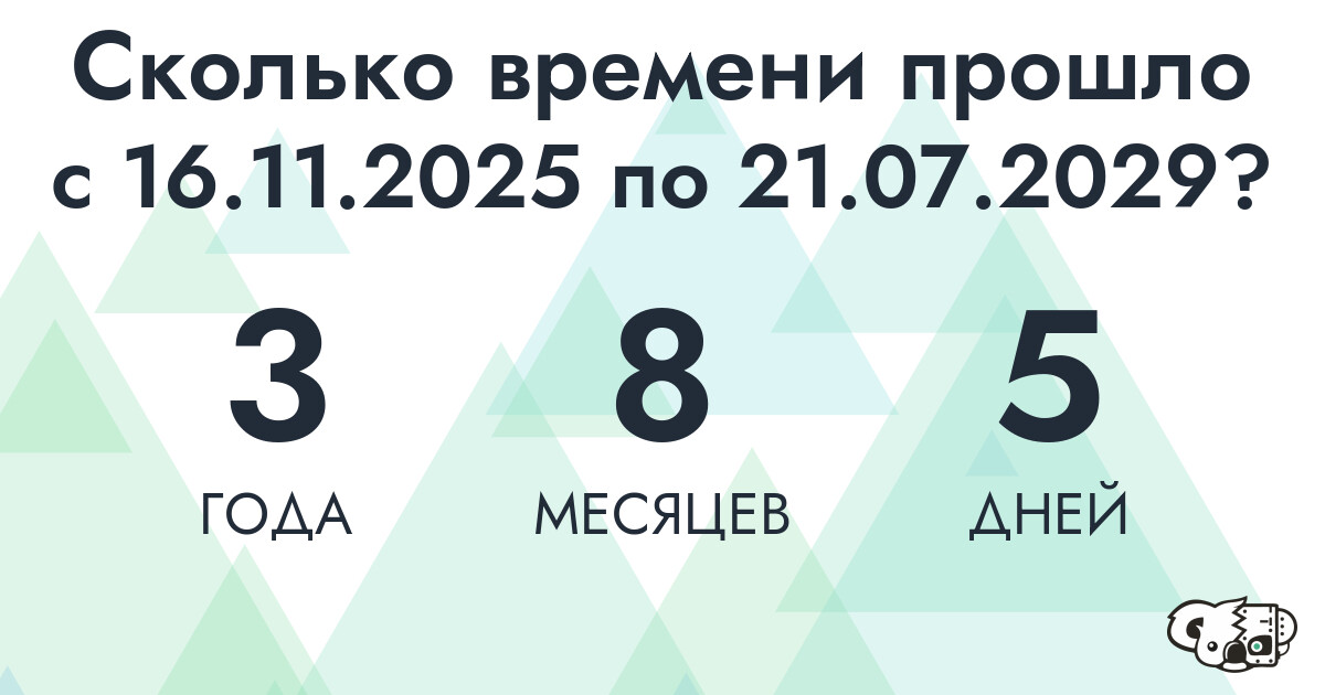 Сколько времени прошло с 16 ноября 2025 года по 21 июля 2029 года