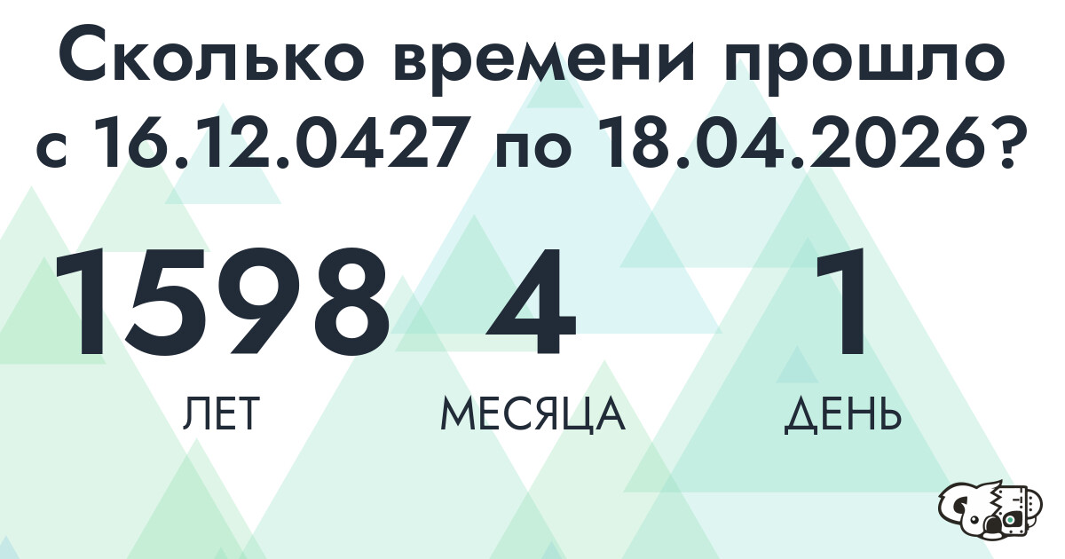 Сколько времени прошло с 16 декабря 427 года по 18 апреля 2026 года