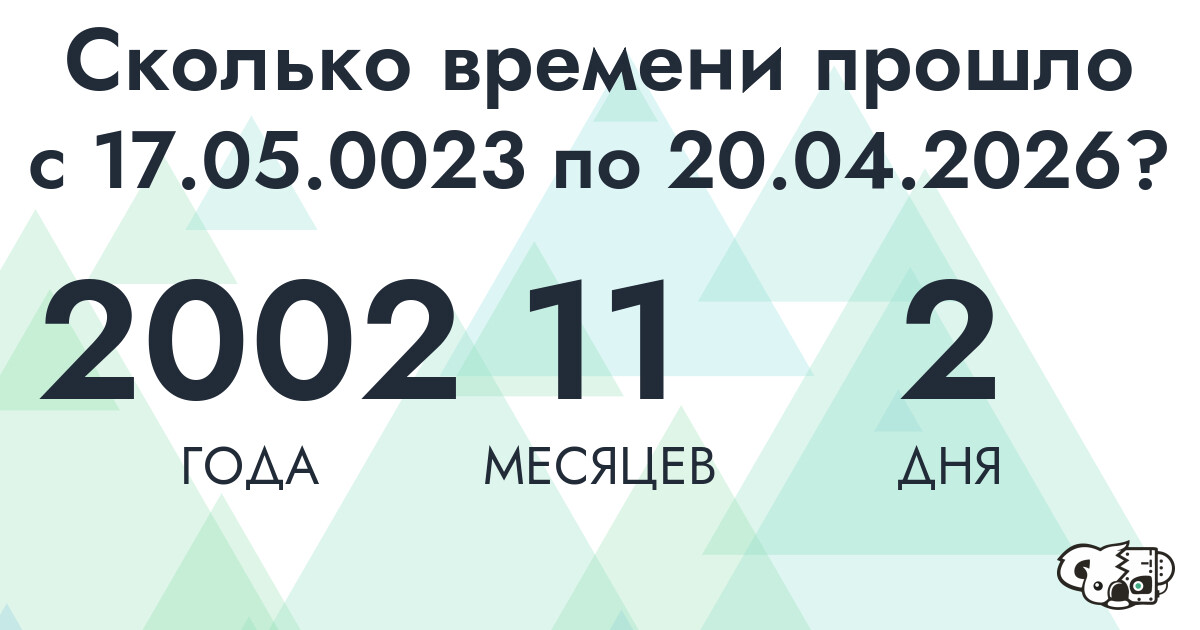 Сколько времени прошло с 17 мая 23 года по 20 апреля 2026 года