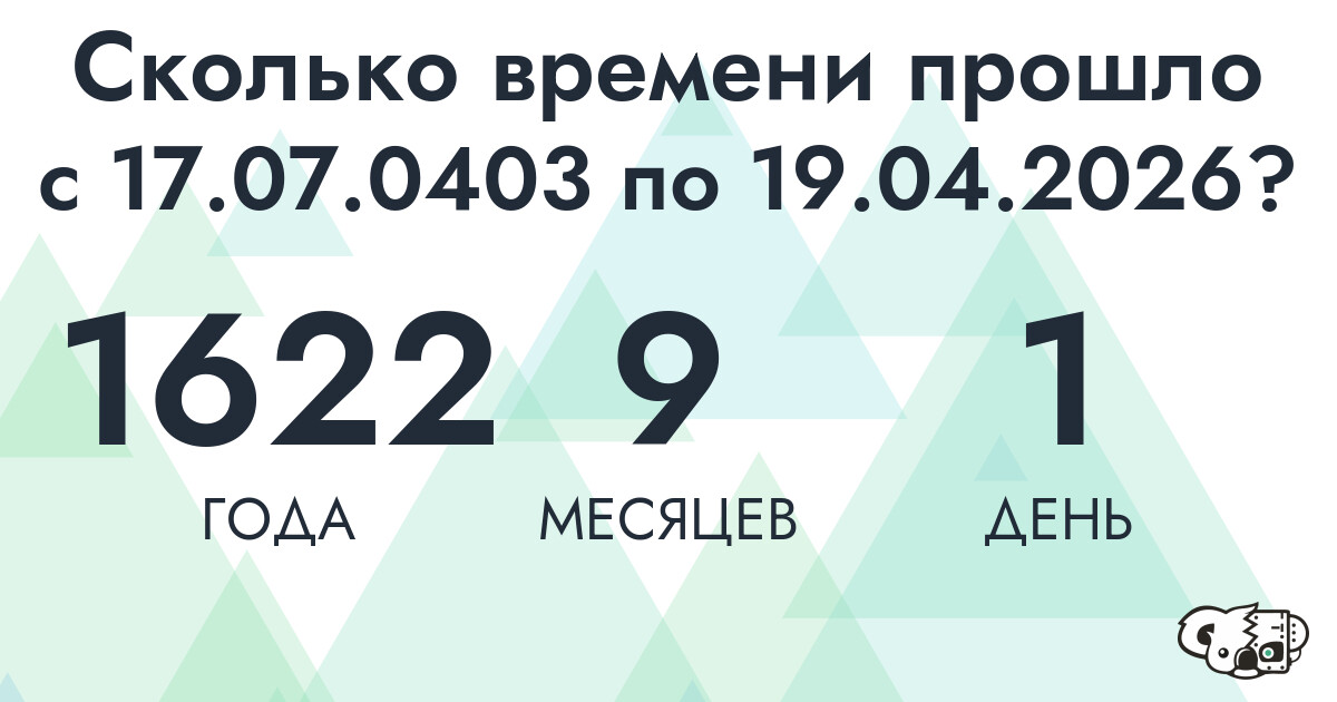 Сколько времени прошло с 17 июля 403 года по 19 апреля 2026 года
