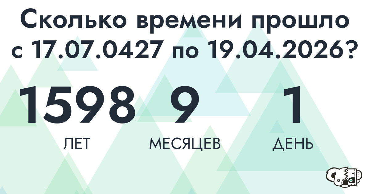 Сколько времени прошло с 17 июля 427 года по 19 апреля 2026 года